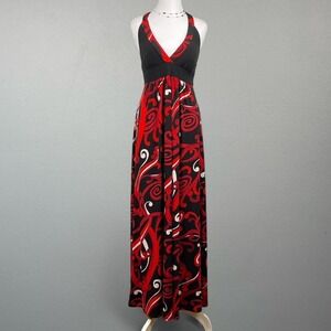 Y2K Gothic Maxi Halter Dress Red Black Candies Small Summer Festival Cyber